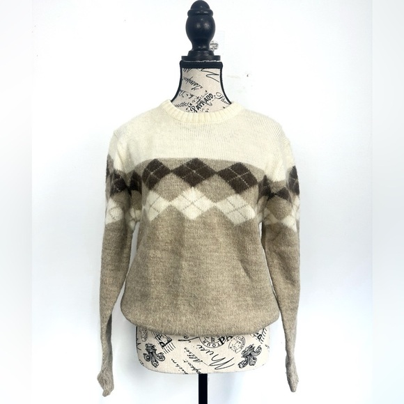 Vintage Sears wool blend crewneck argyle sweater - Picture 1 of 13